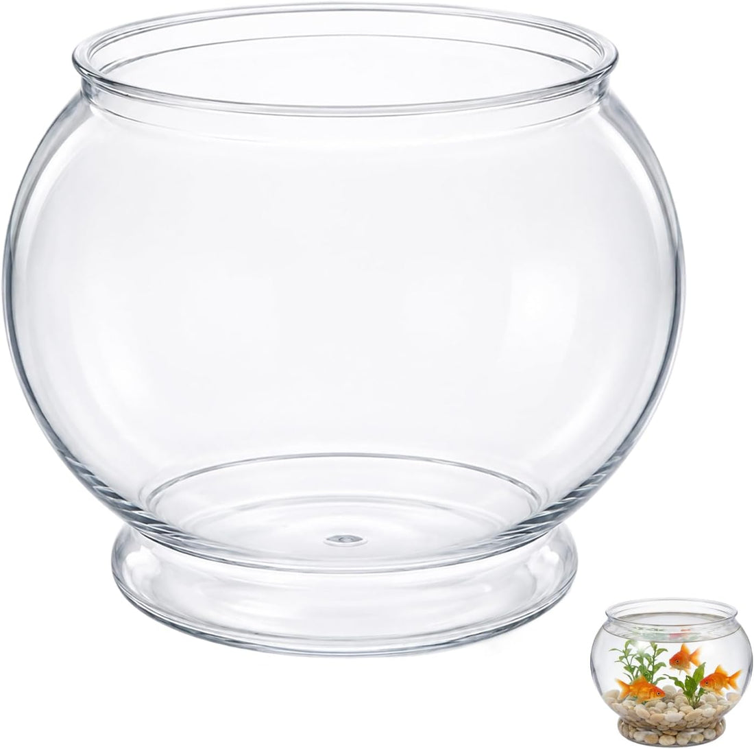 Mini Plastic Fish Bowl 30 oz Round Tabletop Aquarium Decorative
