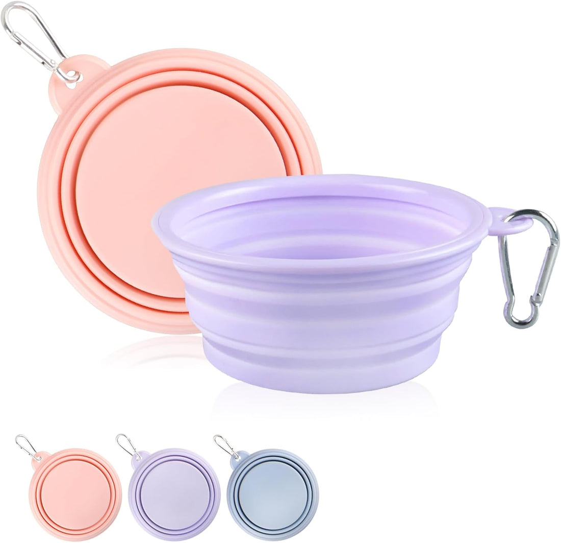 Collapsible Dog Bowls 2-Pack, Portable Travel Dog Bowl with Carabiner
