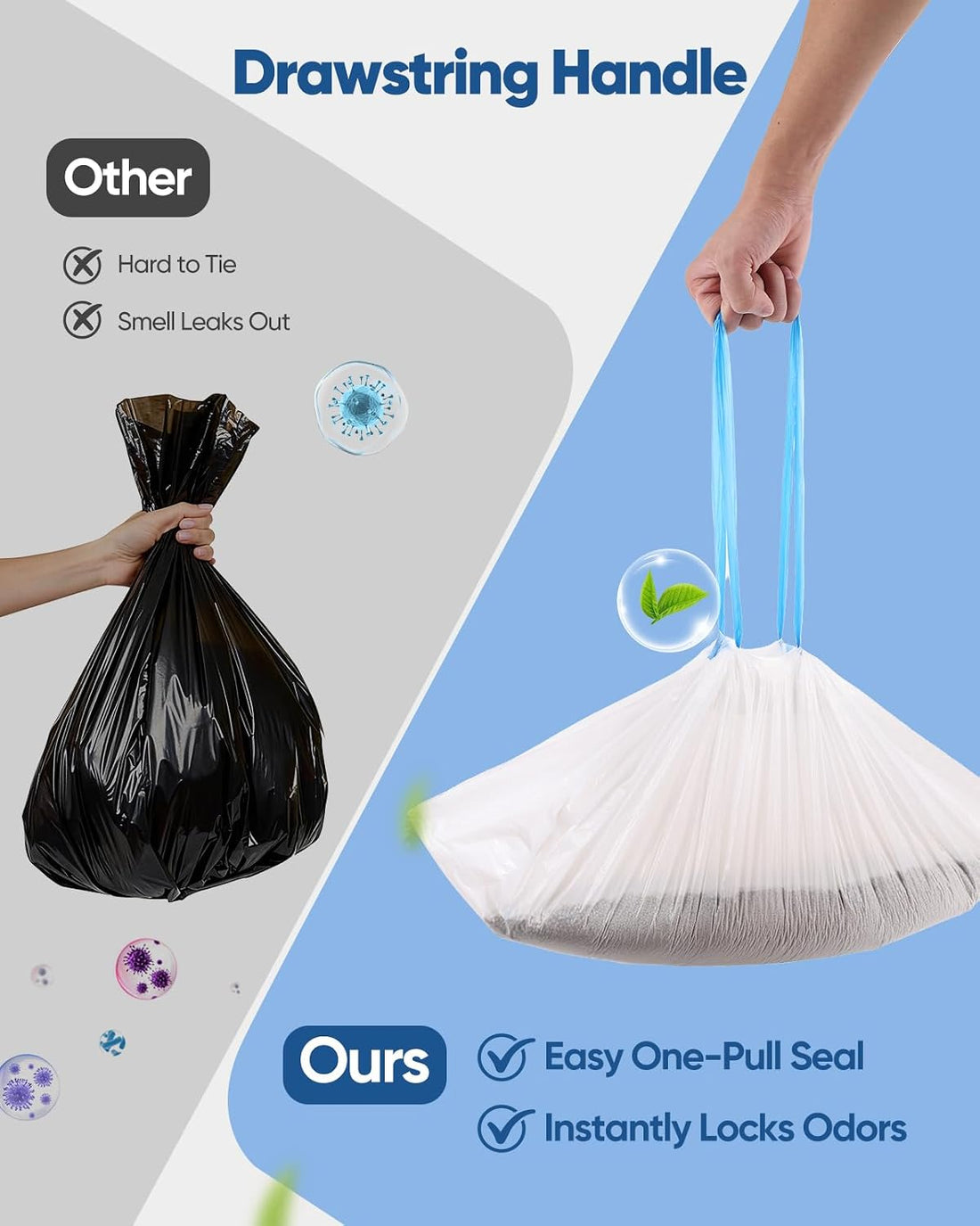 150 Count Drawstring Cat Litter Bags for Automatic Litter Boxes