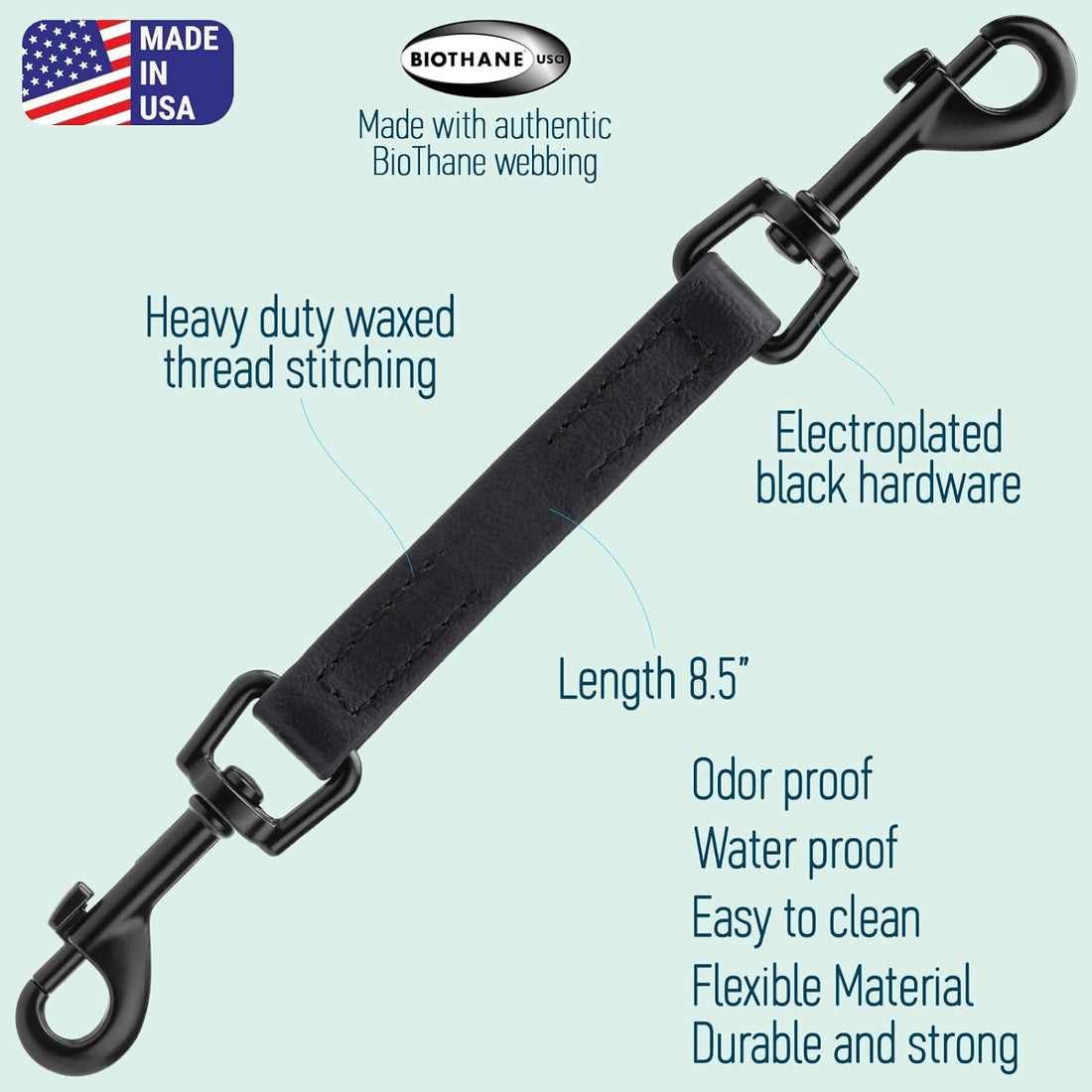 Biothane Collar Safety Backup Clip | Dual Rotating Metal Clasps