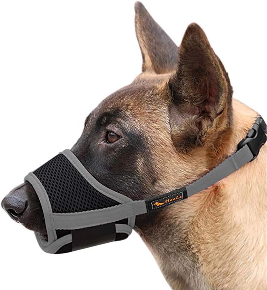 HEELE Dog Muzzle,Soft Nylon Muzzle Anti Biting Barking Chewing,Air