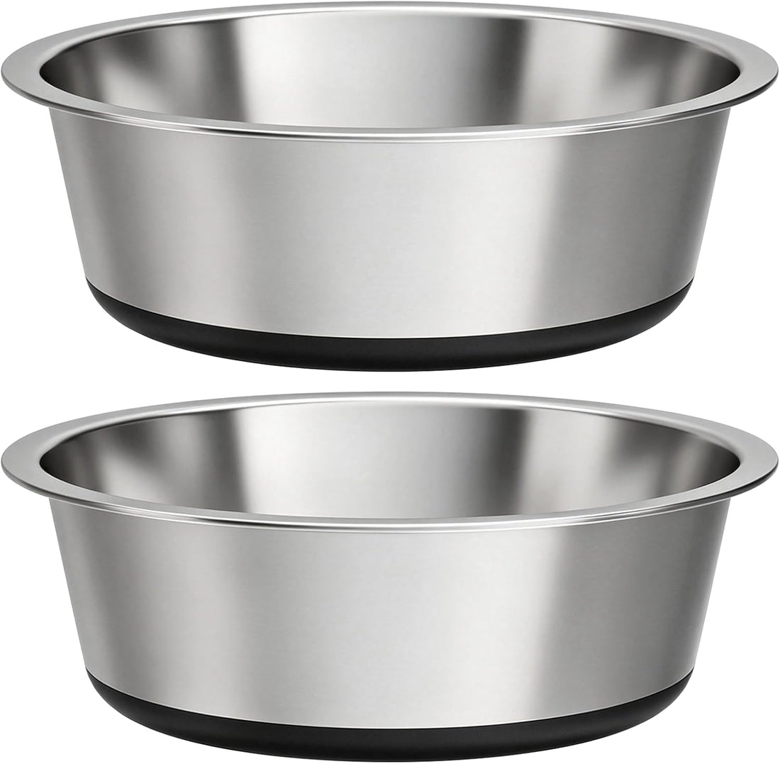 Stainless Steel Dog Bowls, 3.8 Cup, 2 Pack, Non-Slip & Durable