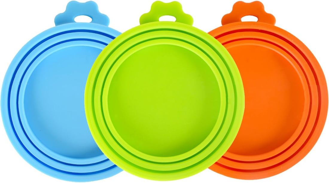 SHENGQIDZ 3 Pack Pet Food Can Covers Universal Can Lids Safe/Silicone