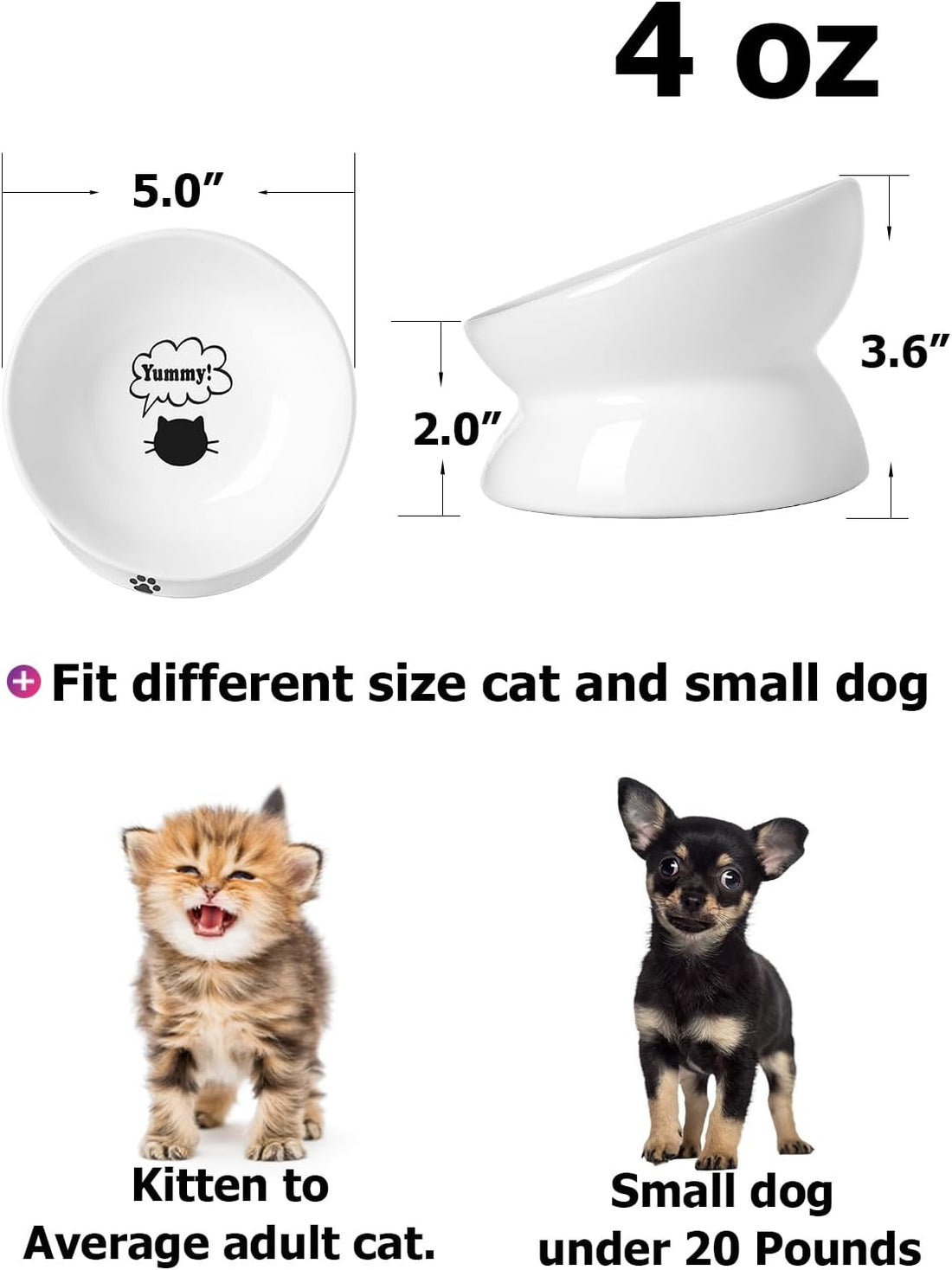 Y YHY Cat Bowl Anti Vomiting, Raised Food Bowls, Tilted Elevated Bowl