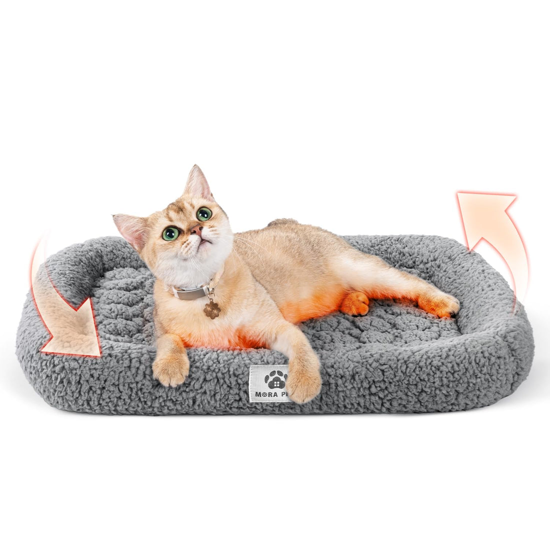 Mora Pets Self Warming Cat Bed Self Heating Pet Pad with Bolster