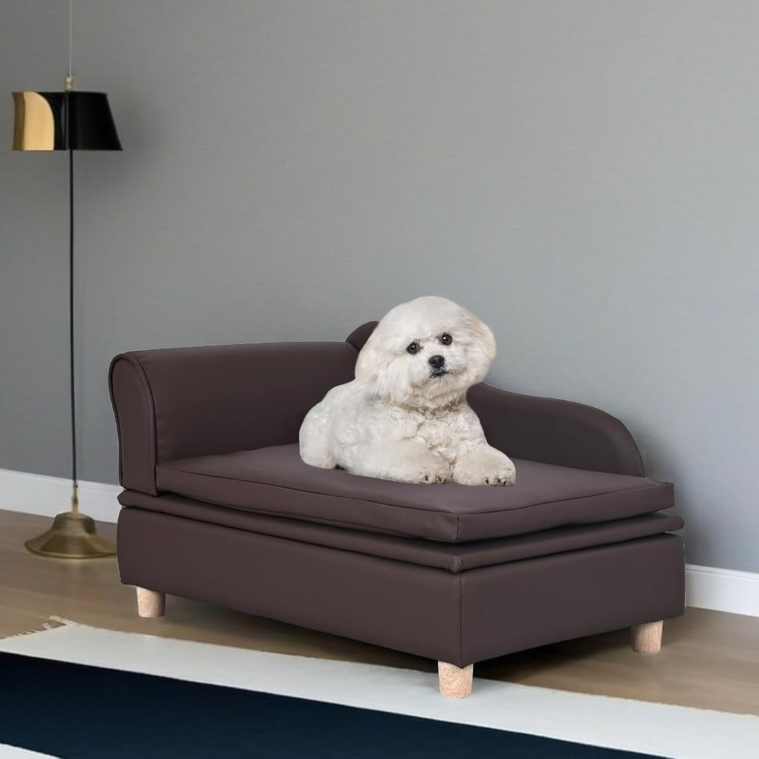 PU Leather Dog Sofa and Chair with Storage