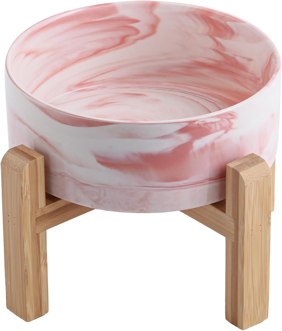 White Raised/Elevated Ceramic Dog Bowl for Medium Large Sized