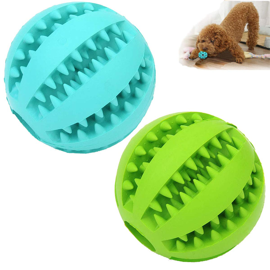 Sunglow 2 Pack Dog Toy Ball，Nontoxic Bite Resistant Teething Toys