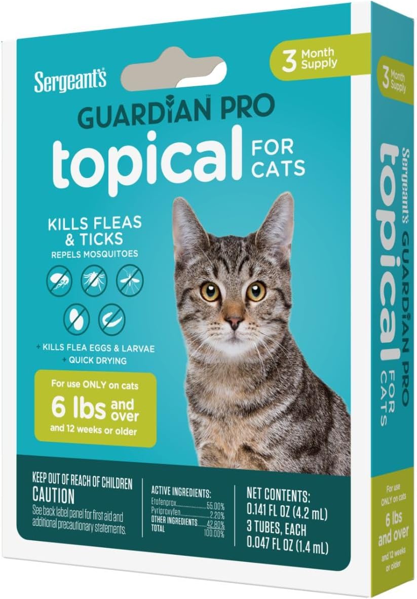 Sergeant's Guardian PRO Flea & Tick Topical Cats 6 lbs+, 3-Month