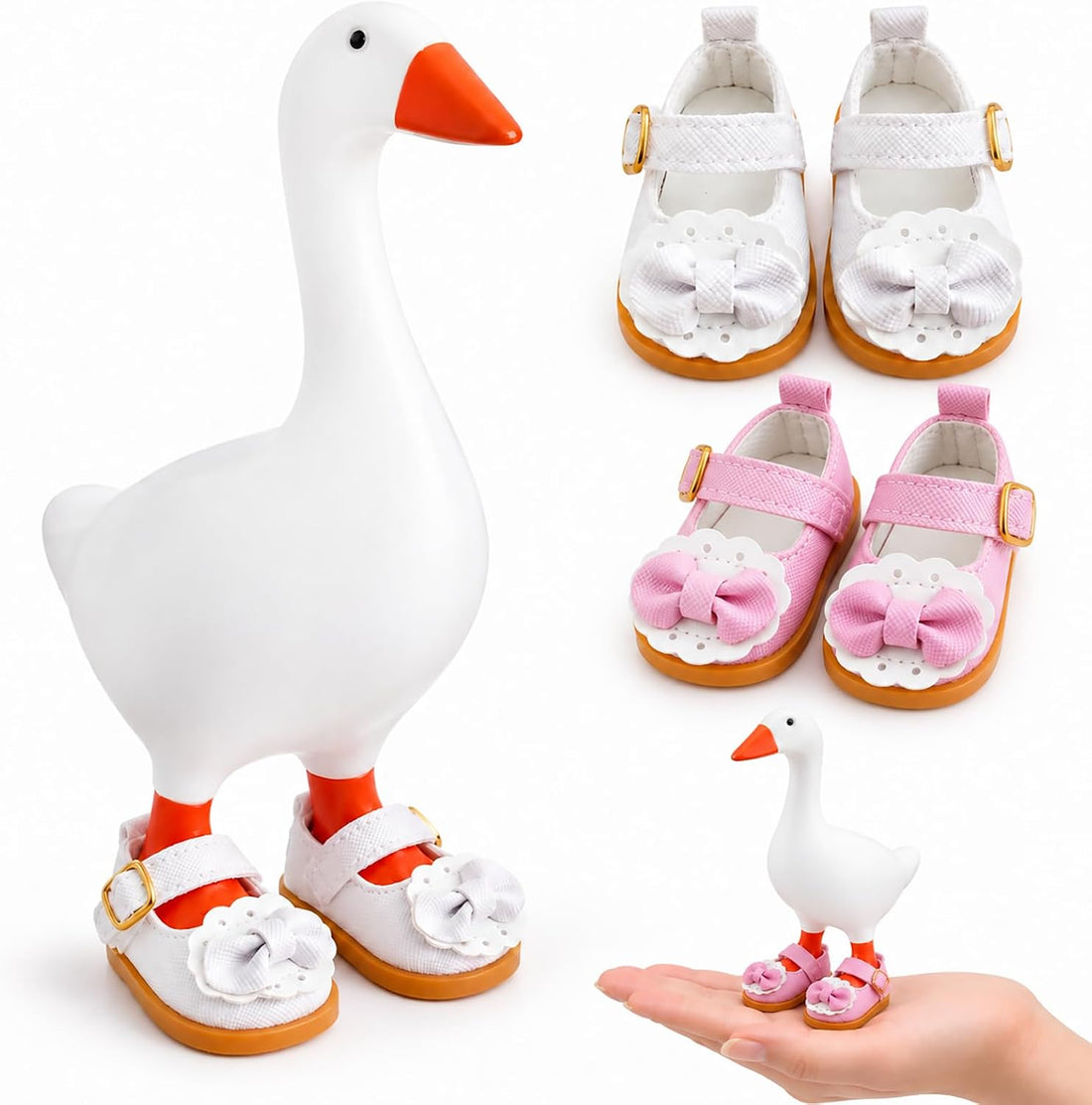 7inch Desk Goose Outfits, Mini Desktop Goose Clothes with Straw Hat