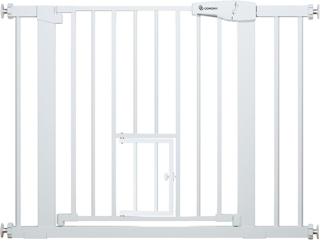COMOMY Auto Close Pet Gate with Cat Door