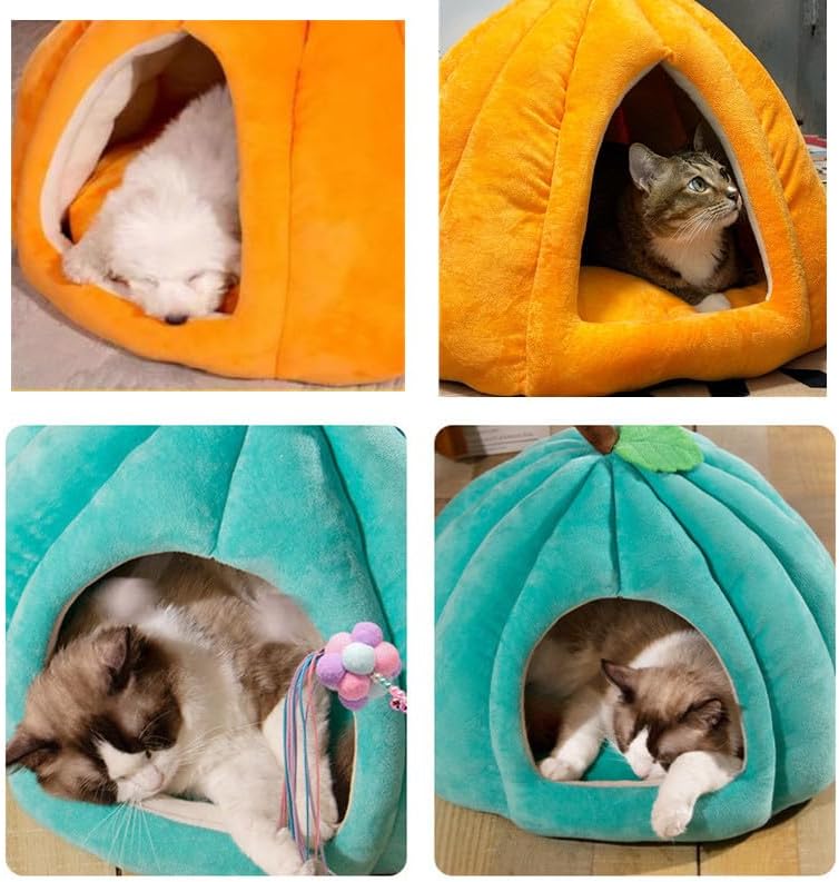 Cat Beds for Indoor Cats,Pumpkin Cat House,Cute Pumpkin Shape Cat