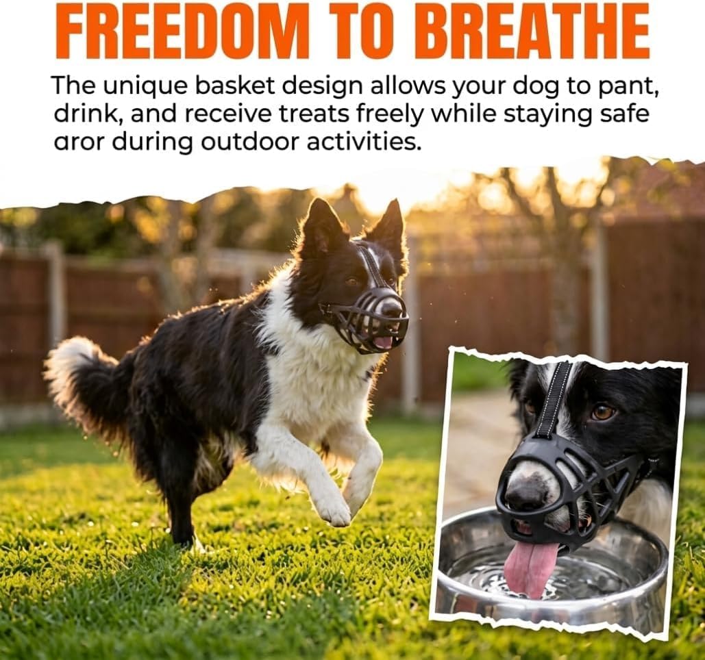 Dog Muzzle, Adjustable Pet Mask with Reflective, Breathable Pet Mask