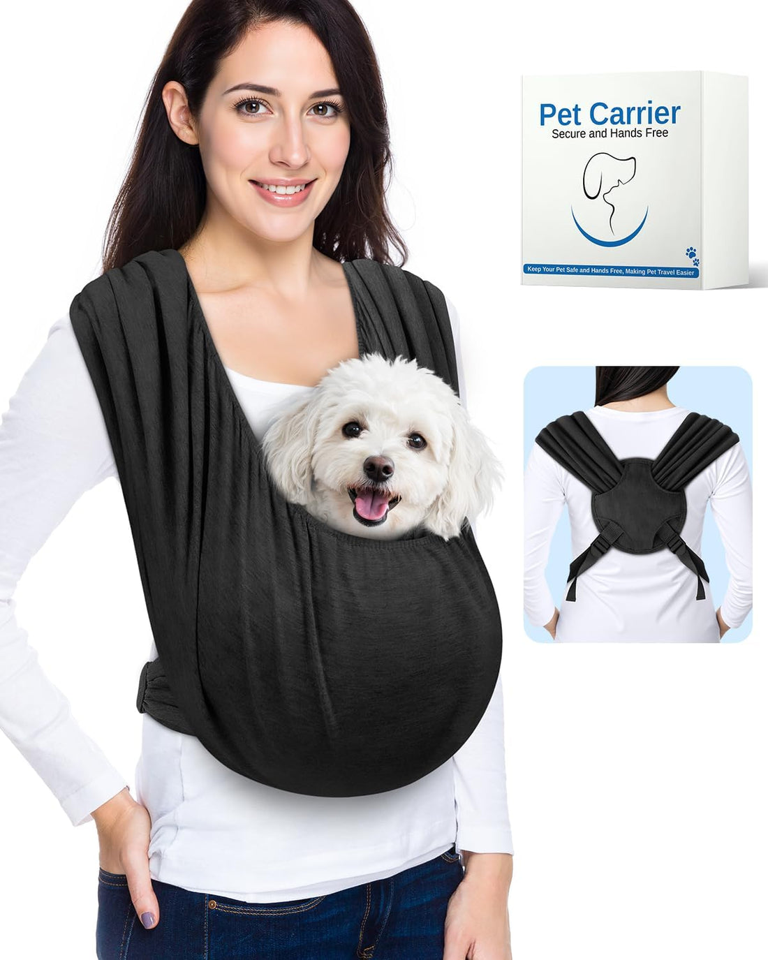 Dog Sling Carrier for Small Pet, Hands Free Front Backpack
