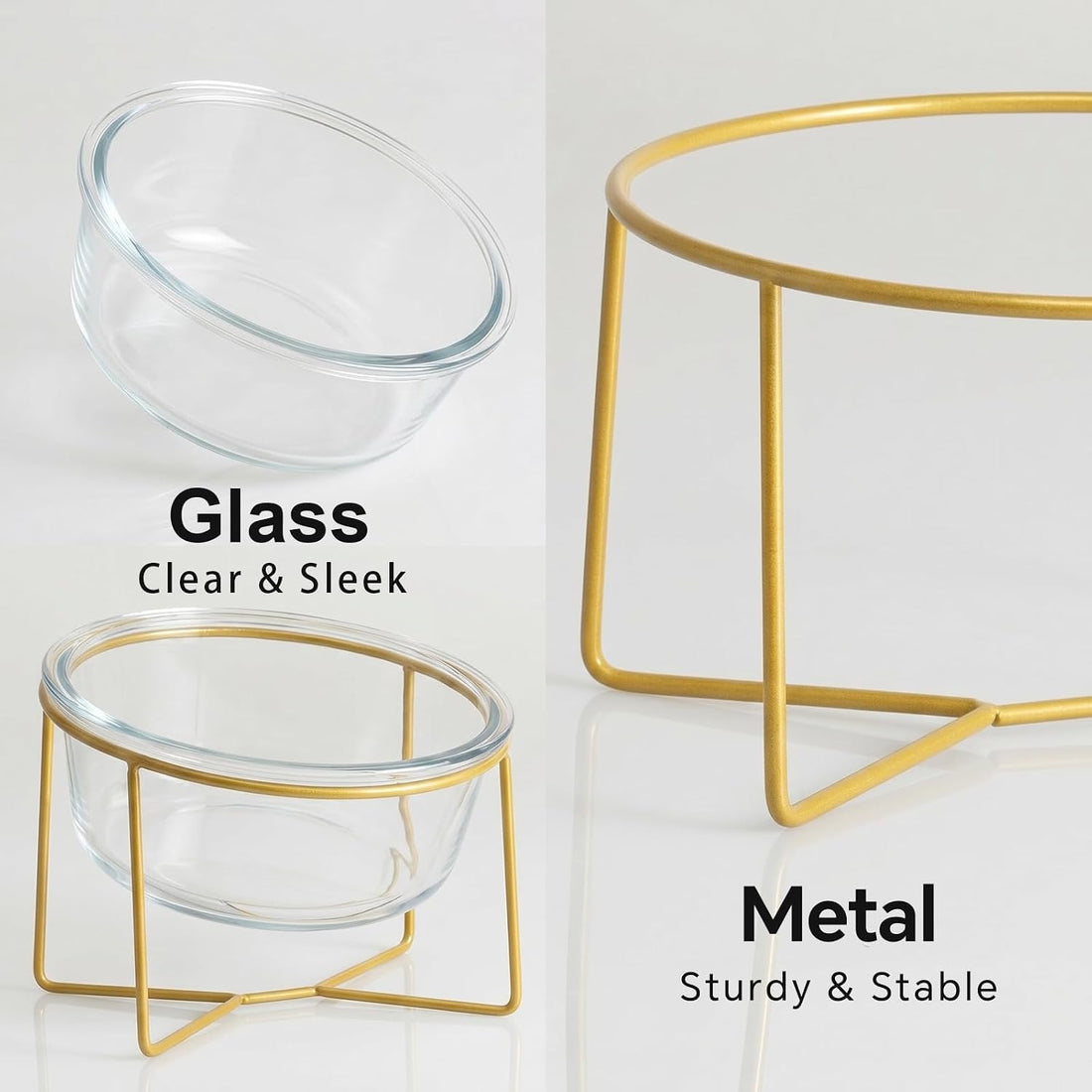 Large Glass Tilted Elevated Cat Dog Bowl Raised Cat Food Water Bowl