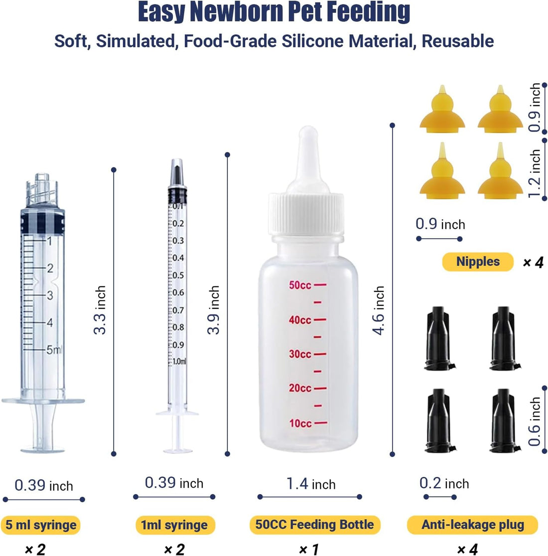 Kitten Bottle Feeding Kit, Newborn Nursing Bottle with Silicone