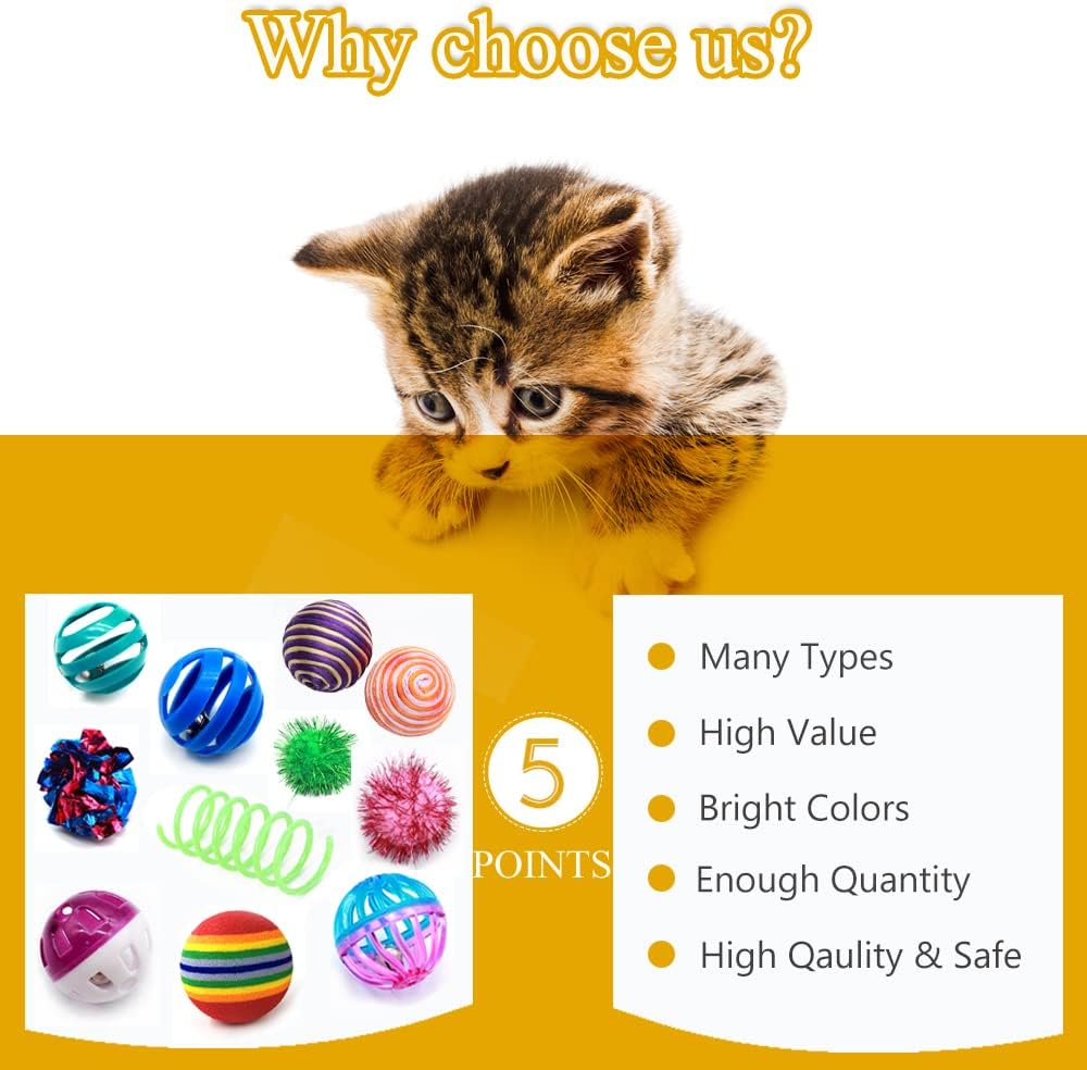LASOCUHOO Cat Toys Kitten Assortment - Rainbow, Crinkle, Sparkle