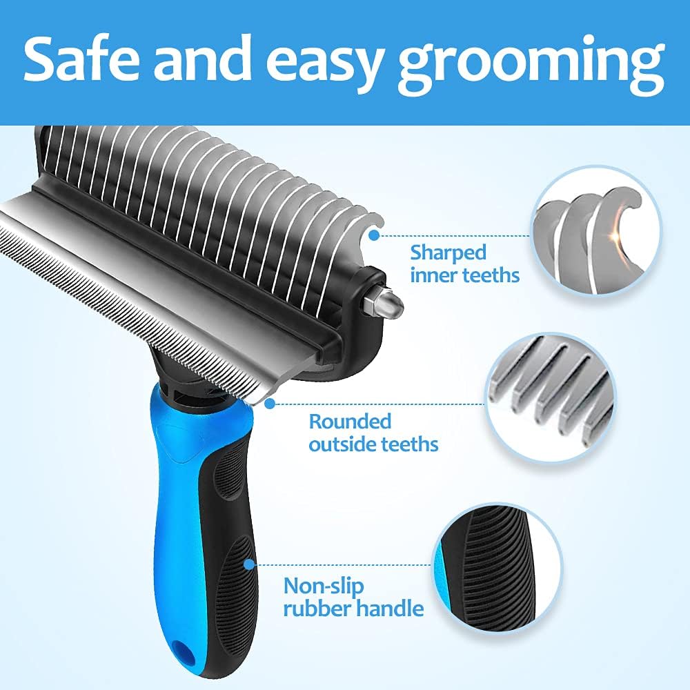 Undercoat Rake and Deshedding Tool for Dogs and Cats