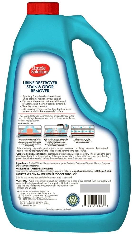 Simple Solution Urine Destroyer, Pet Urine Enzyme Cleaner, Gallon