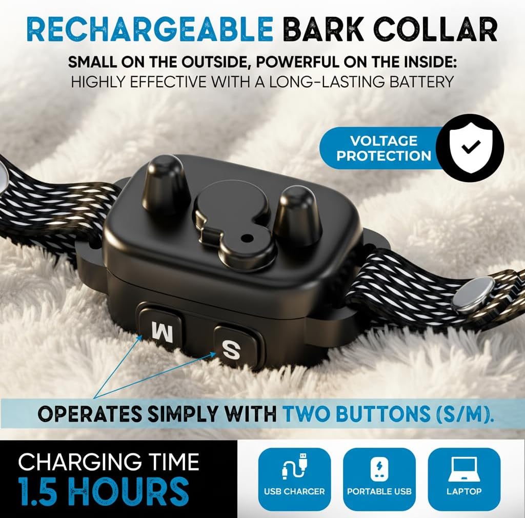 Tiny Bark Collar for Small Dogs 5-15 lbs and Puppies