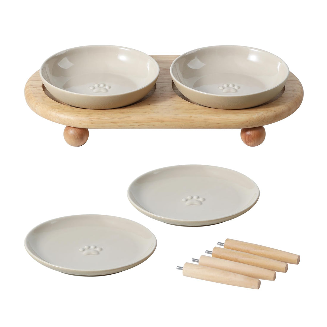 Havniva Cat Bowls Elevated 5.6” Ceramic Cat Bowl with Stand Whisker