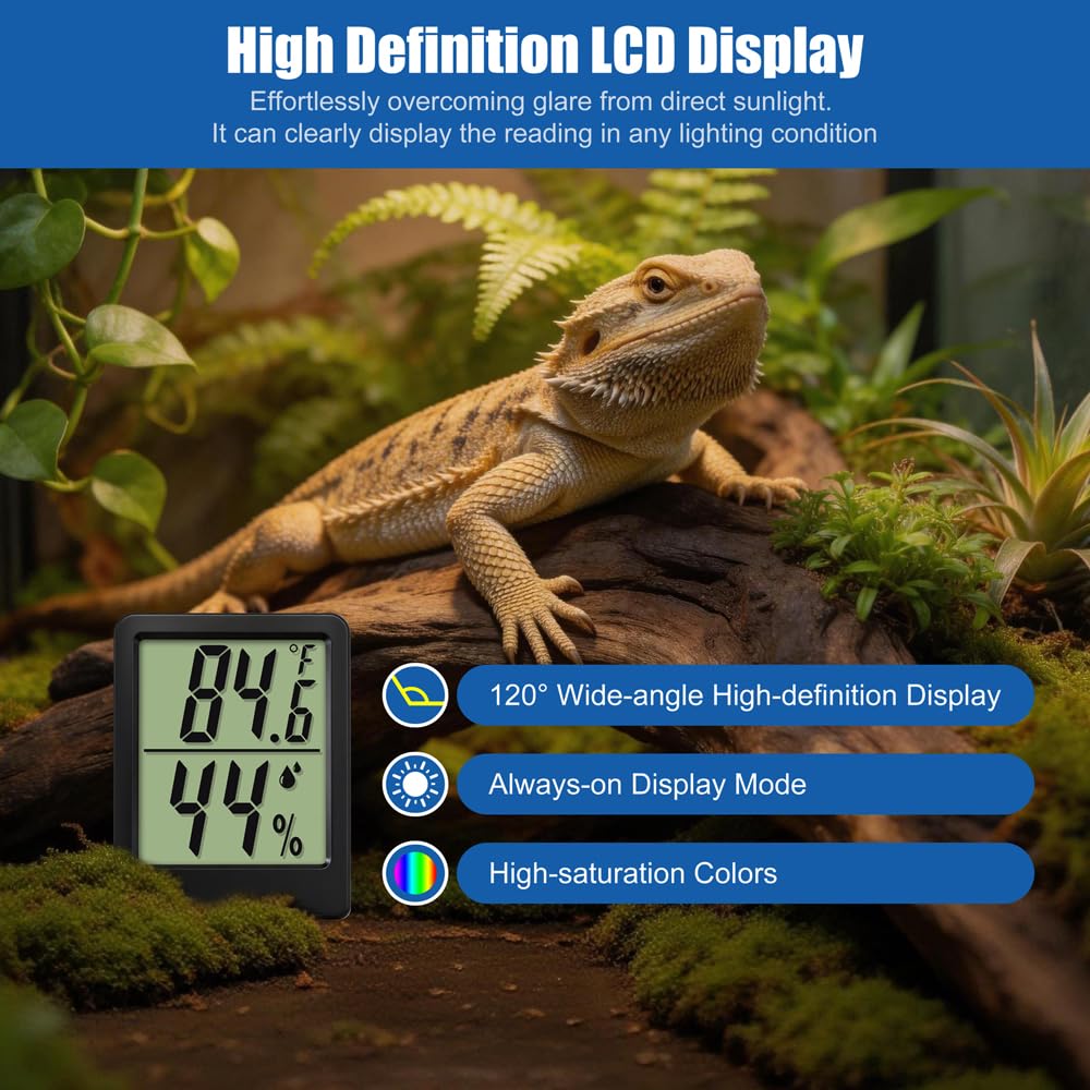 Reptile Thermometer Hygrometer LCD Digital Terrarium Thermometer