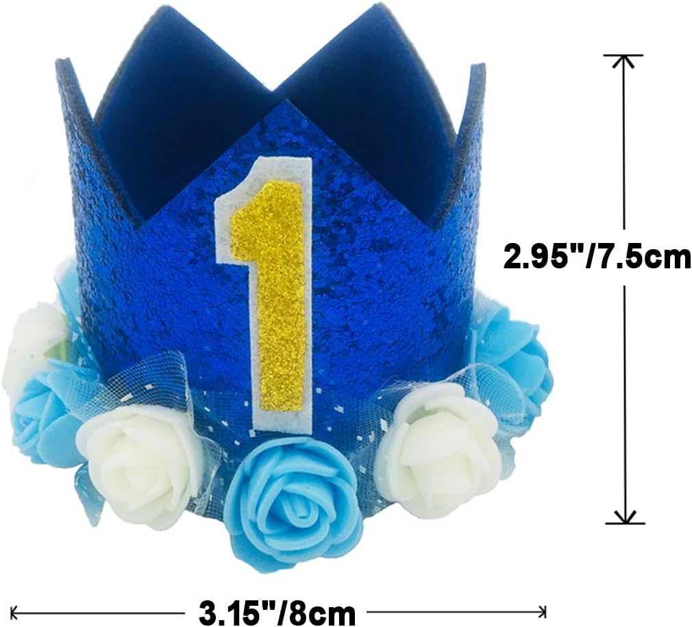 Dog Birthday Hat, Adjustable Gold Crown Hat with Numbers