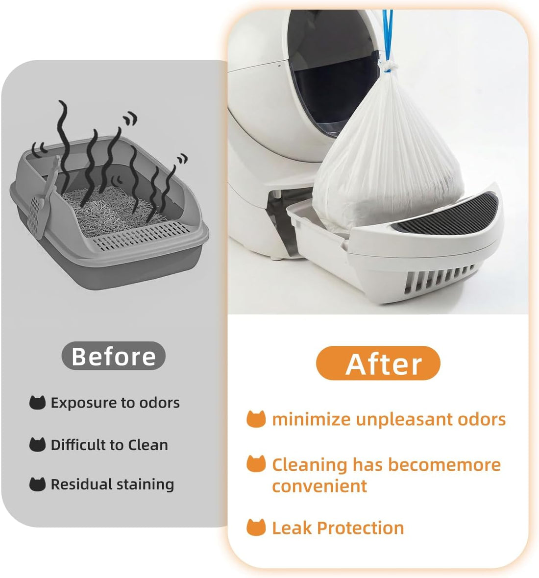 120 Count Cat Litter Bags Compatible with Automatic Litter Box Robot