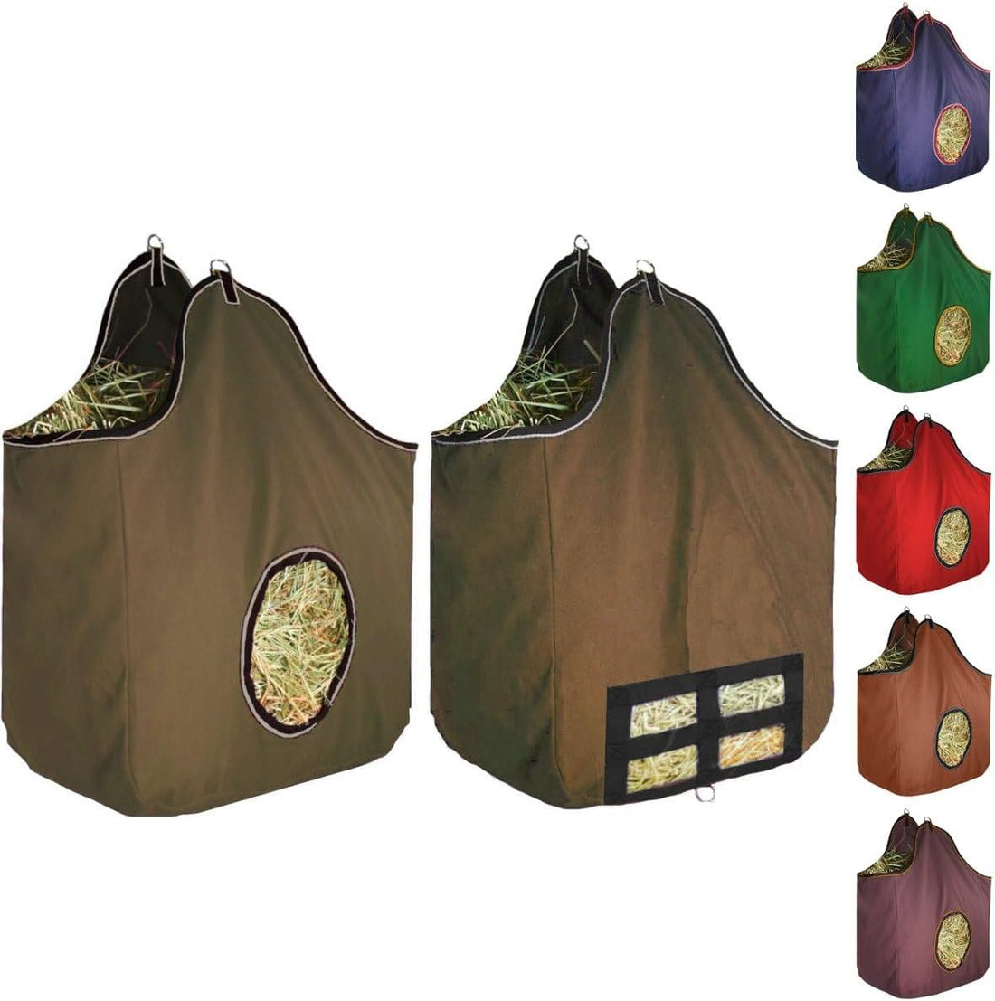Derby Originals Large 24 OZ Canvas Horse Hay Bag 2 Sided Combo Design