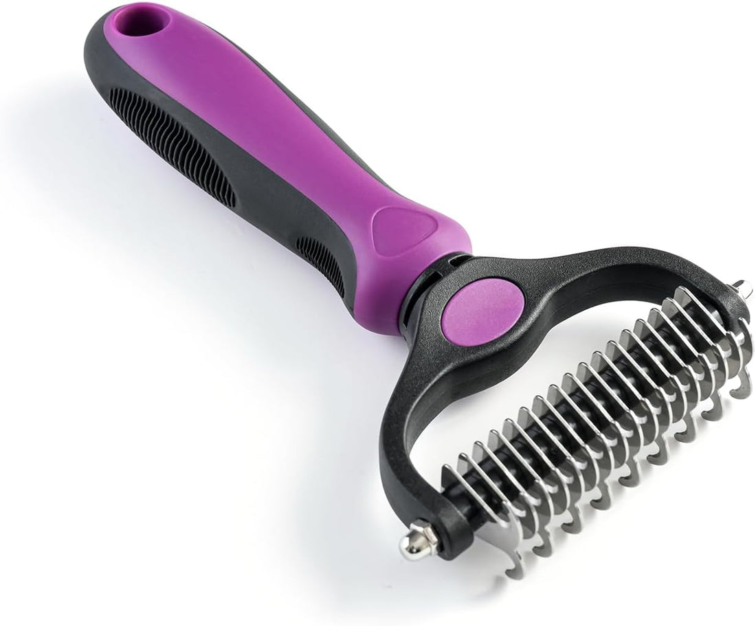 WePet Grooming Rake for Dogs & Cats, Double-Sided Deshedding Brush