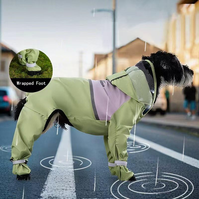 Waterproof Dog Raincoat, Clear Hood, Leash Hole