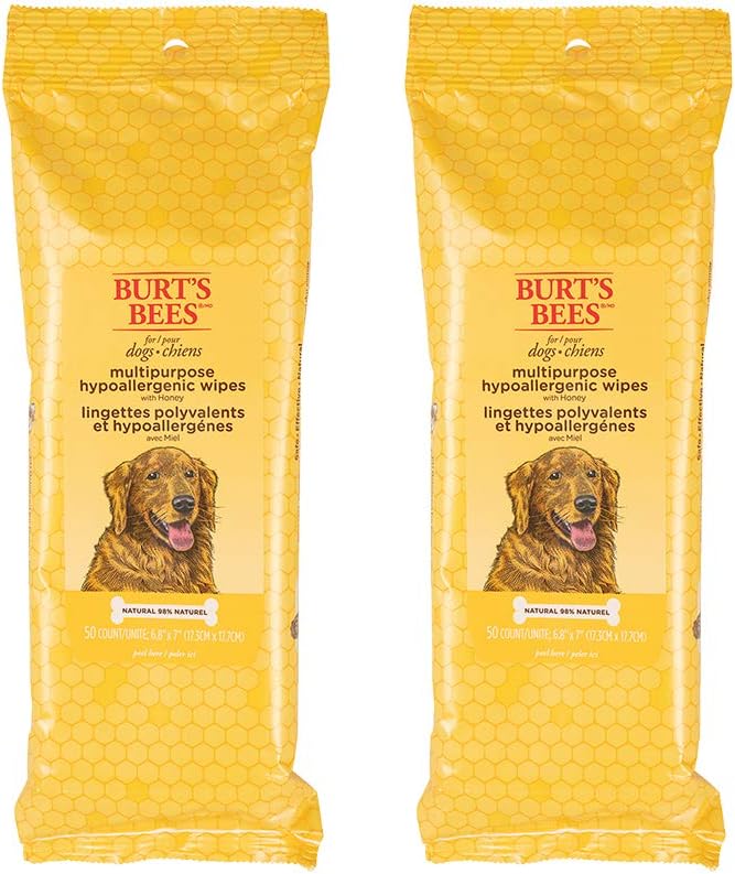 Burts Bees for Pets Honey Multipurpose Dog Grooming Wipes, 50 Count