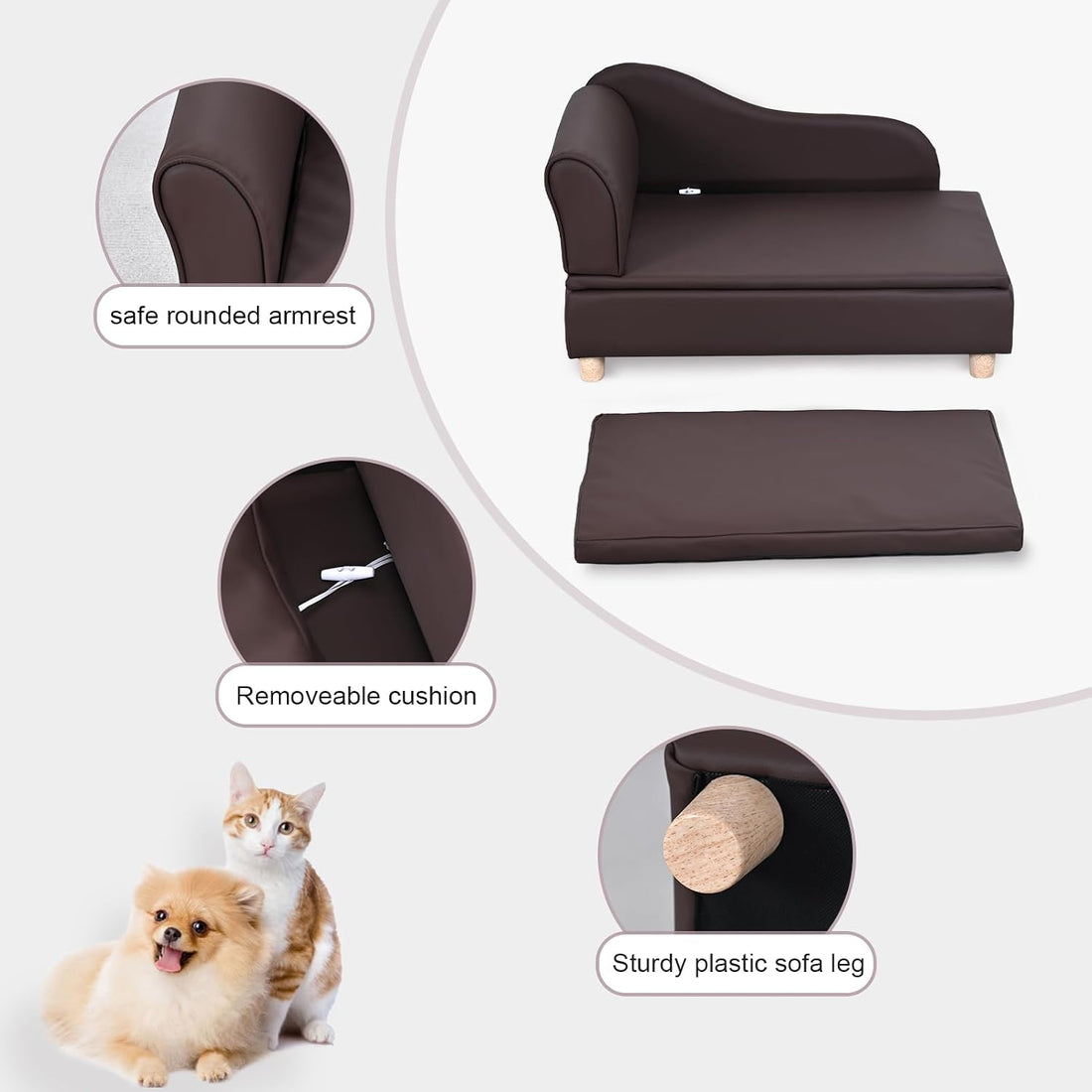 PU Leather Dog Sofa and Chair with Storage