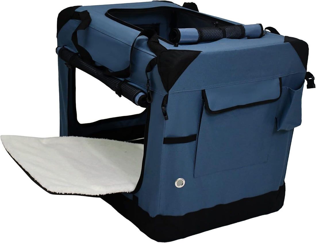 EliteField 4-Door Folding Soft Dog Crate with Curtains
