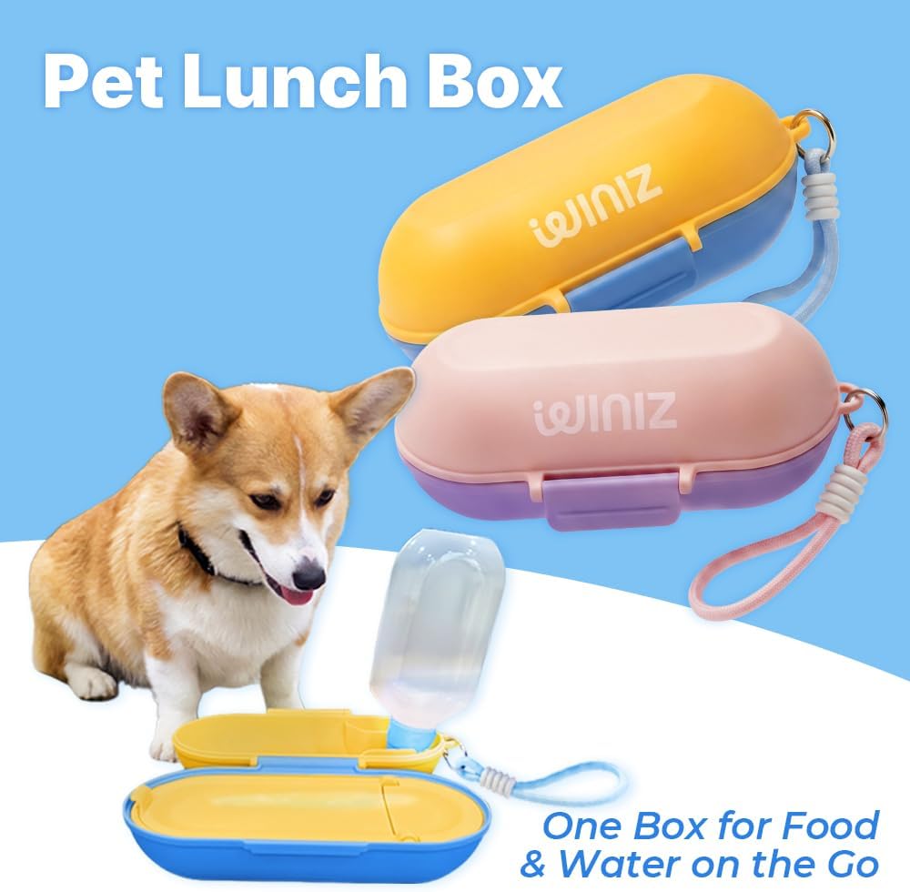 2-in-1 Dog Water Bottle & Food Container, Travel Bowl
