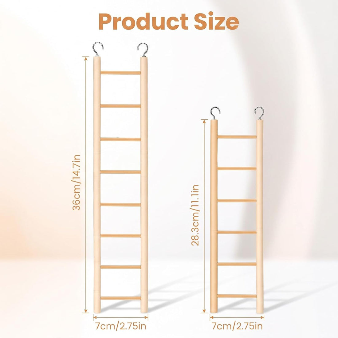 Andibro 2 Pack Bird Ladder for Cage, Wooden Bird Cage Accessories