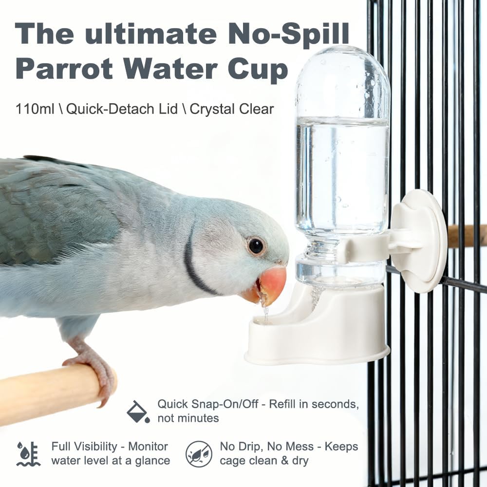Bird Water Dispenser for Cage, 3.7 FL OZ