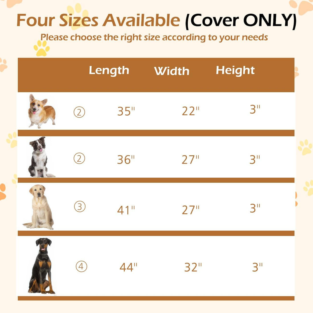 Waterproof Dog Bed Covers Replacement, 36x27x3in, Cover Only