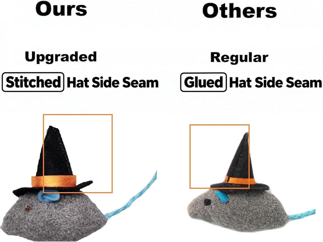 6-Pack Halloween Cat Toys Interactive Toy Witch Magic Hat Costume