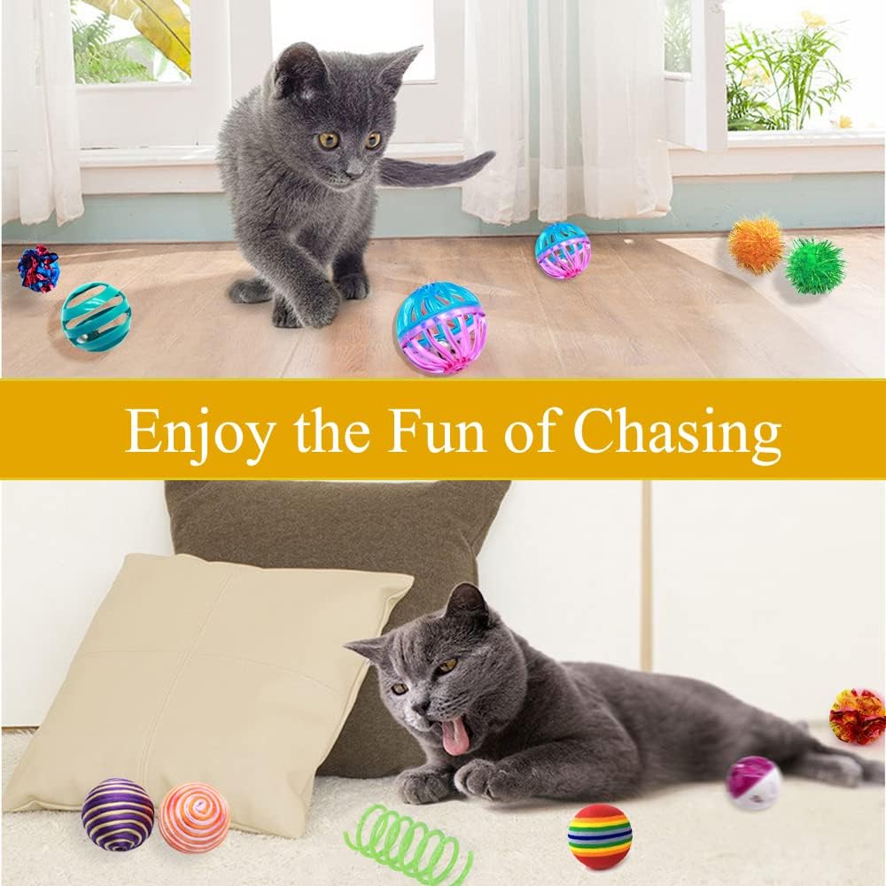 LASOCUHOO Cat Toys Kitten Assortment - Rainbow, Crinkle, Sparkle