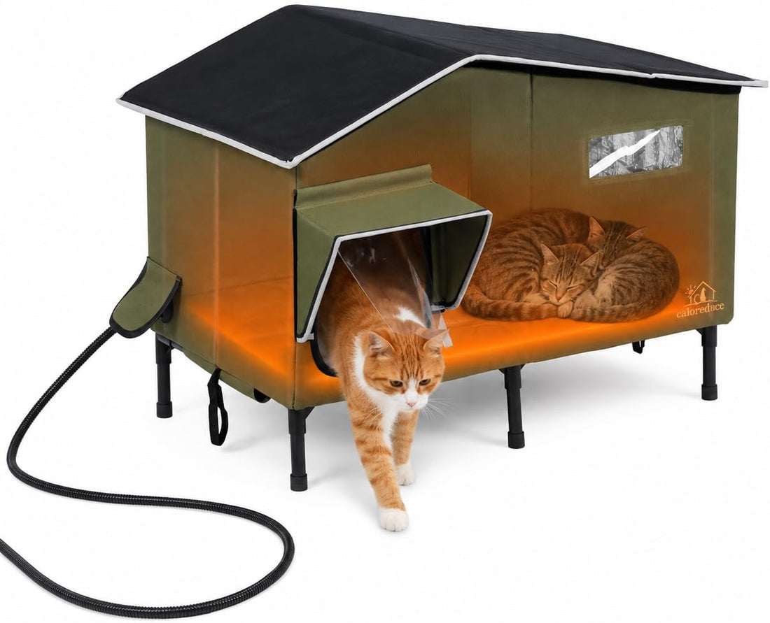 Heated Outdoor Cat House for Winter, Insulated Feral Cat Shelter