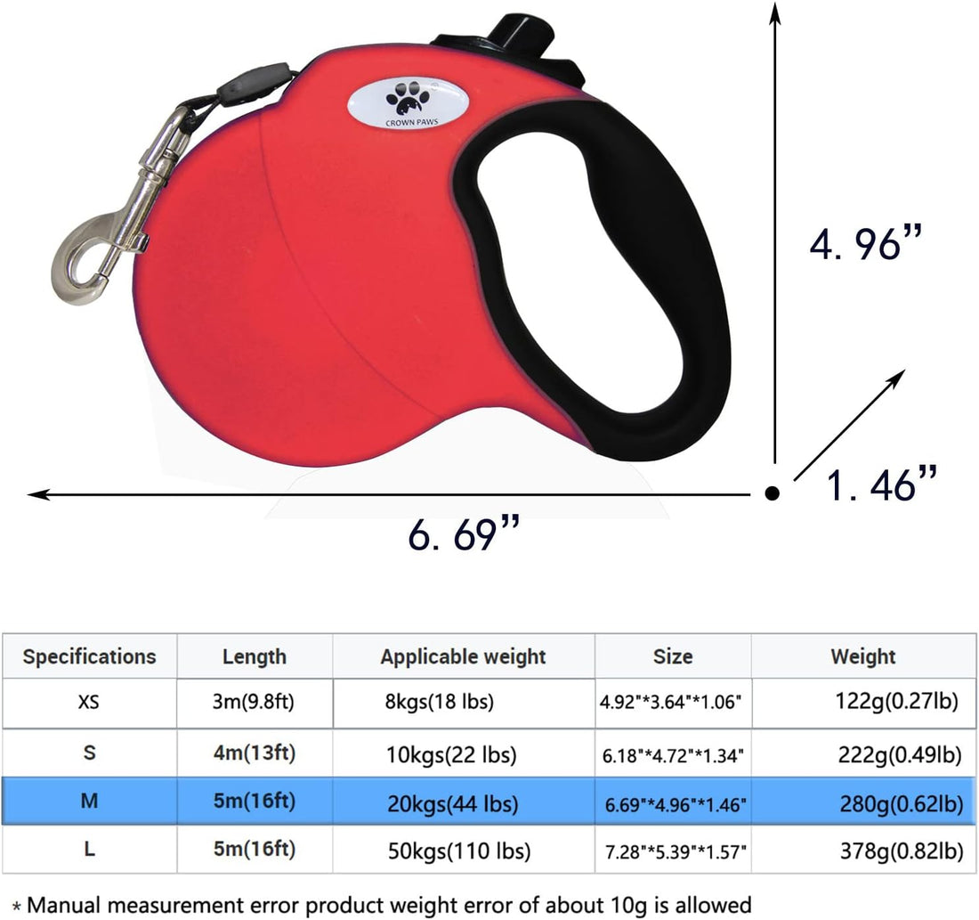 16 ft Retractable Dog Leash for Large Dogs up to 44 lbs,Tangle-Free
