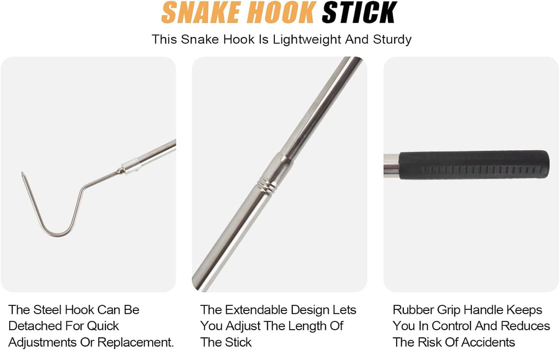 Snake Hook, Stainless Steel Extensible Snake Grabber Tool 33 inch