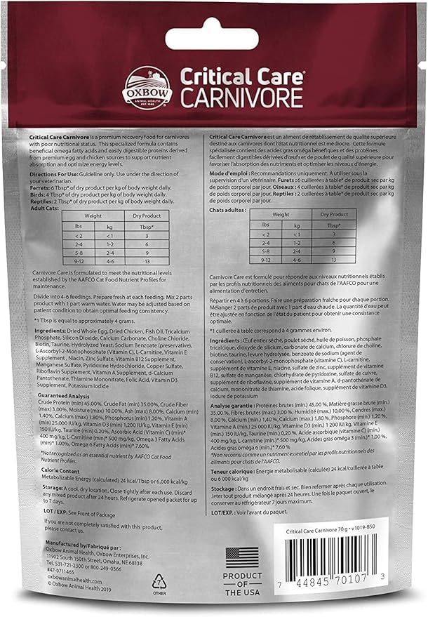 Oxbow Critical Care Carnivore Formula for Cats & Ferrets, 340g
