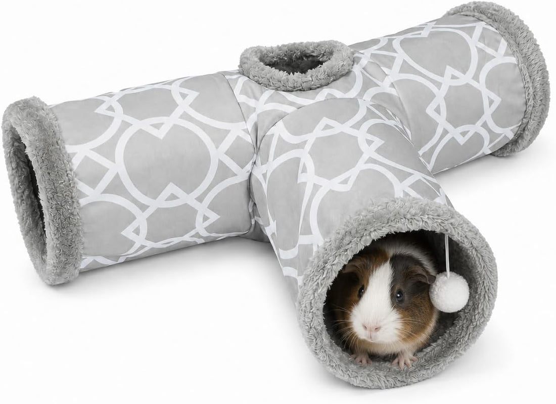 Plush Inside 3-Way Shape Small Animals Tube Tunnel with Interactive