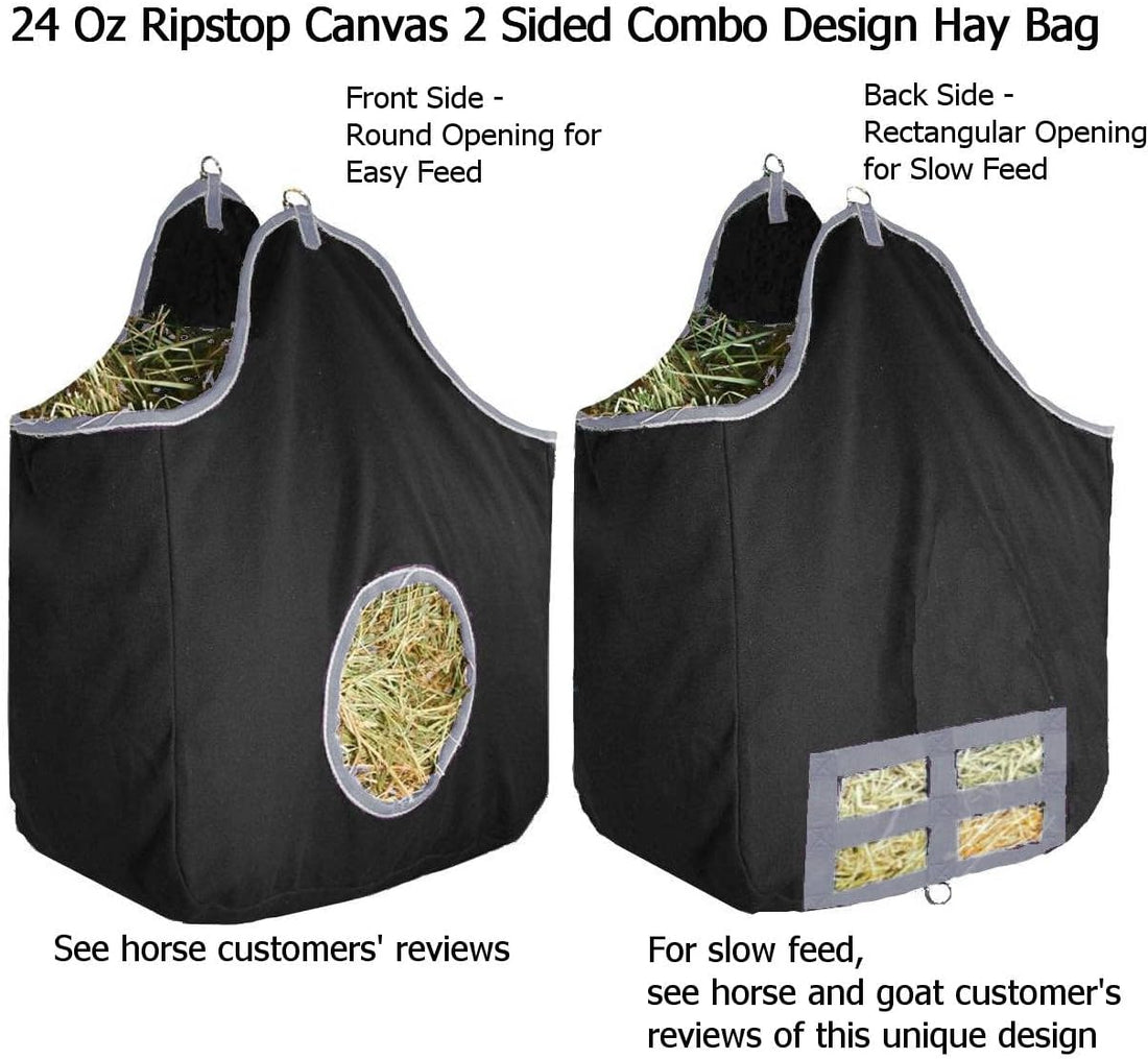 Derby Originals Large 24 OZ Canvas Horse Hay Bag 2 Sided Combo Design