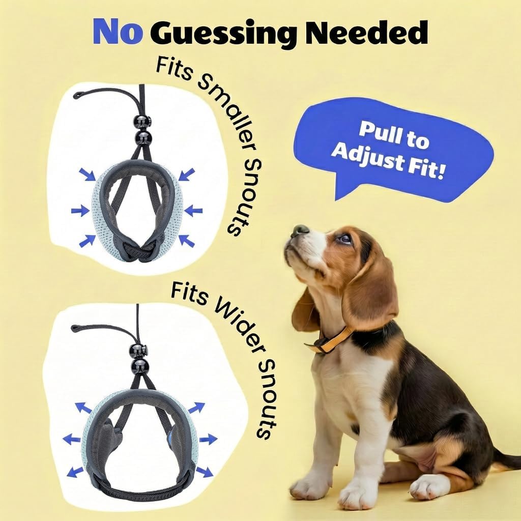 One-Pull Adjustable Dog Muzzle for Small Dogs, No Size Guessing