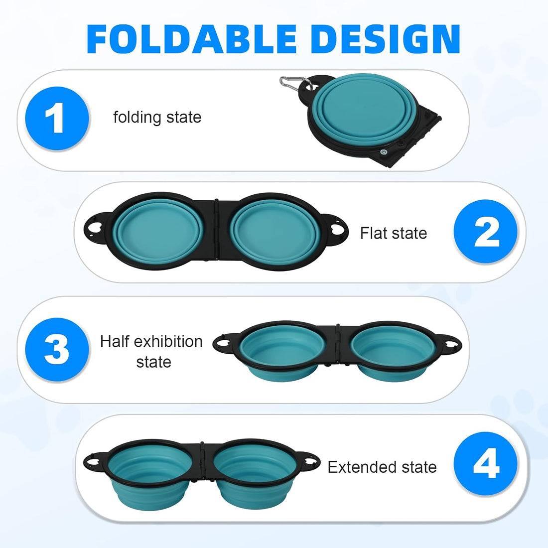 HDhqzm Collapsible Dog Dual Bowls