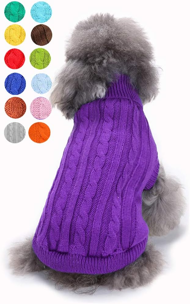 Dog Sweater Soft Warm Turtleneck Knitted Clothes for Small Medium