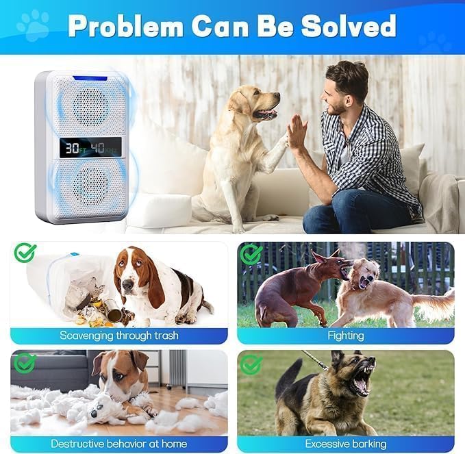 SAMULE Dog Bark Deterrent Device, Smart Anti Barking Device for Dogs
